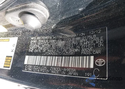 2013 Toyota Prius Three Se from USA, damaged, VIN JTDKN3DU7D1635581
